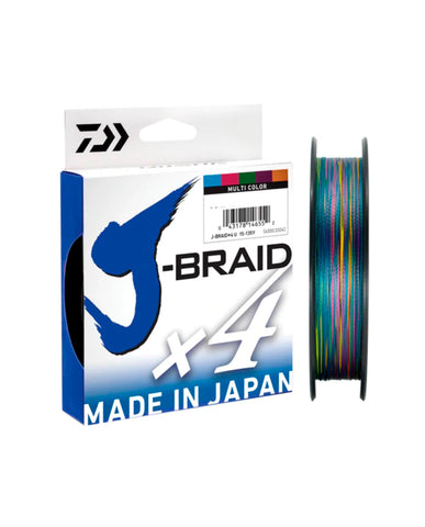 Daiwa J-Braid 4 ply Multi Coloured Braided Line 300yd